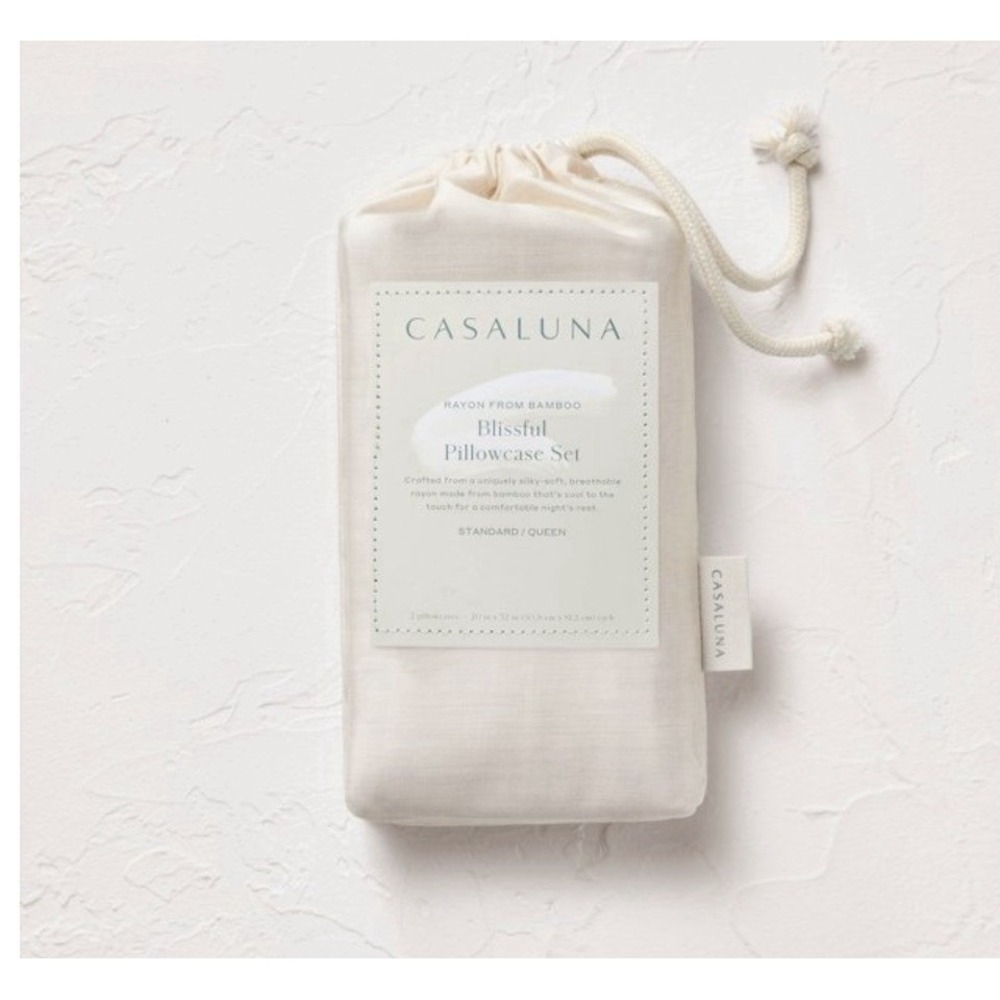 Casaluna King Size 400 Thread Count Rayon from Bamboo Pillowcases Natural Cream